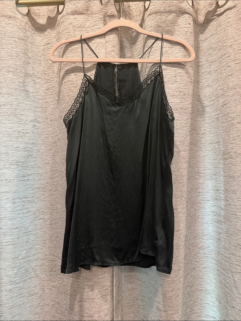 🚨2/$10🚨Express Green Satin Cami with Lace-Trim